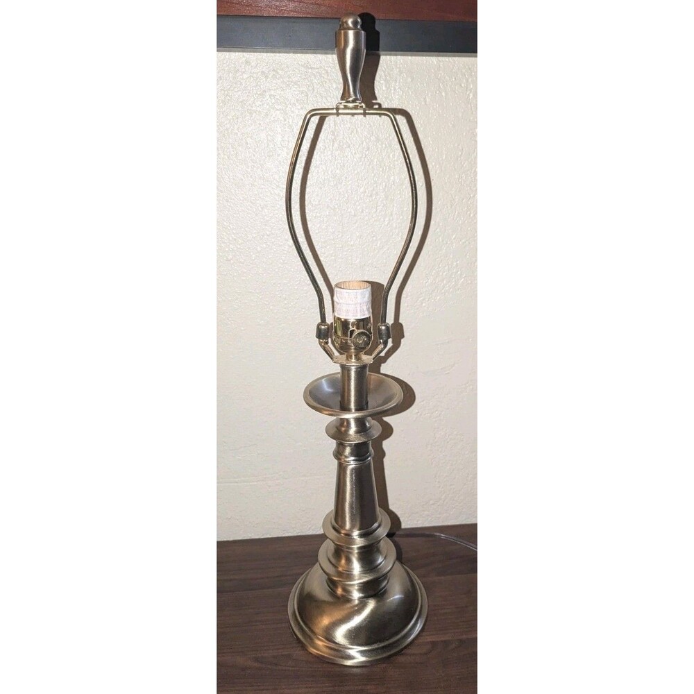 Vintage MCM STIFFEL Brushed Brass Table Lamp 22" 3 Way Switch